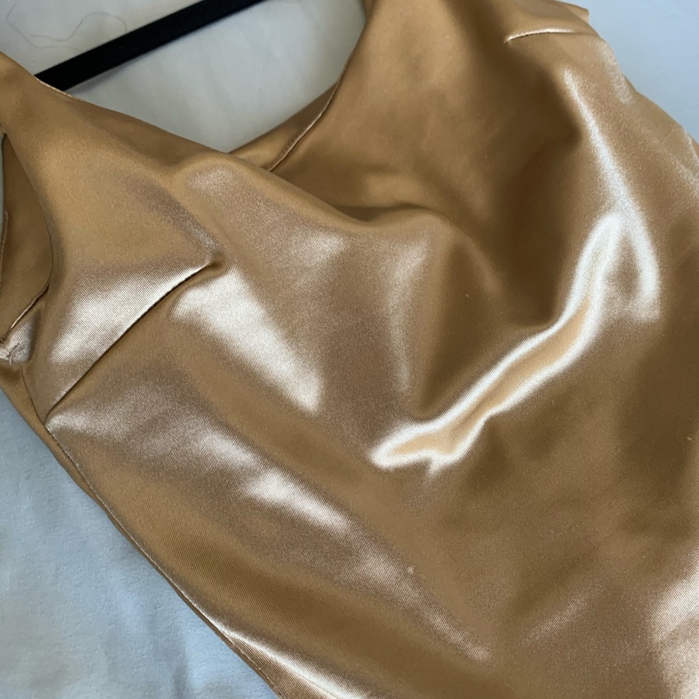 Silky gold mini dress